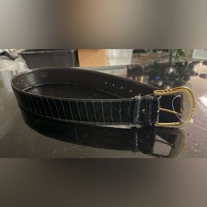 Men’s Belt Genuine Cayman Crocodile Signed Black Size 33 Made  In Spain